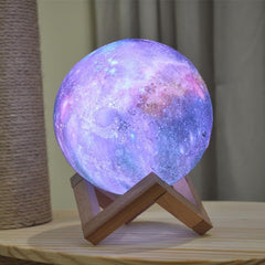 3D Color Changing Galaxy Moon Lamp